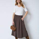 AnyaCC Midi Pleat Skirt - Mocca