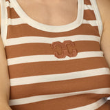 GrannyCC Rib Emb. Tank Top - OffWhite/Suntan