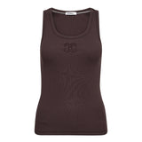 GrannyCC Rib Solid Emb Tank - Dark Brown