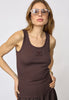 GrannyCC Rib Solid Emb Tank - Dark Brown