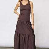 GrannyCC Rib Solid Emb Tank - Dark Brown