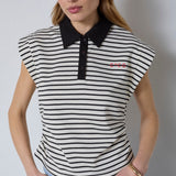NormaCC Stripe Polo Top - Black
