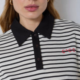 NormaCC Stripe Polo Top - Black