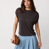 CamillaCC Ruched Shoulder Tee - Dark Grey