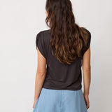CamillaCC Ruched Shoulder Tee - Dark Grey