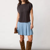 CamillaCC Ruched Shoulder Tee - Dark Grey