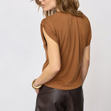 CamillaCC Ruched Shoulder Tee - Suntan