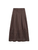 PoppyCC Pleat Scallop Skirt - Dark Brown