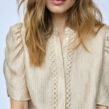 TassyCC Lace SS Puff Shirt - Bisquit