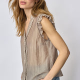 ReggieCC Frill Top - Taupe