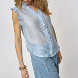 ReggieCC Frill Top - Pale Blue