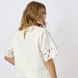 LitaCC Linen Emb SS Blouse - White