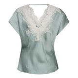 IdunCC Lace SS Blouse - Mint