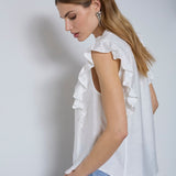 SunriseCC Frill SS V-Top - Off white
