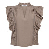 CallumCC Lace Frill V-Top - Taupe