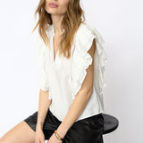 CallumCC Lace Frill V-Top - White
