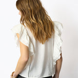 CallumCC Lace Frill V-Top - White