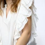 CallumCC Lace Frill V-Top - White