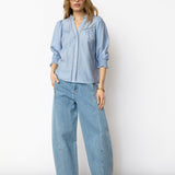 CallumCC Lace Puff V-Shirt - Pale Blue