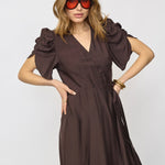 HeraCC SS Wrap Dress - Dark Brown - Co'couture