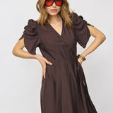 HeraCC SS Wrap Dress - Dark Brown - Co'couture