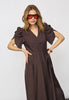 HeraCC SS Wrap Dress - Dark Brown