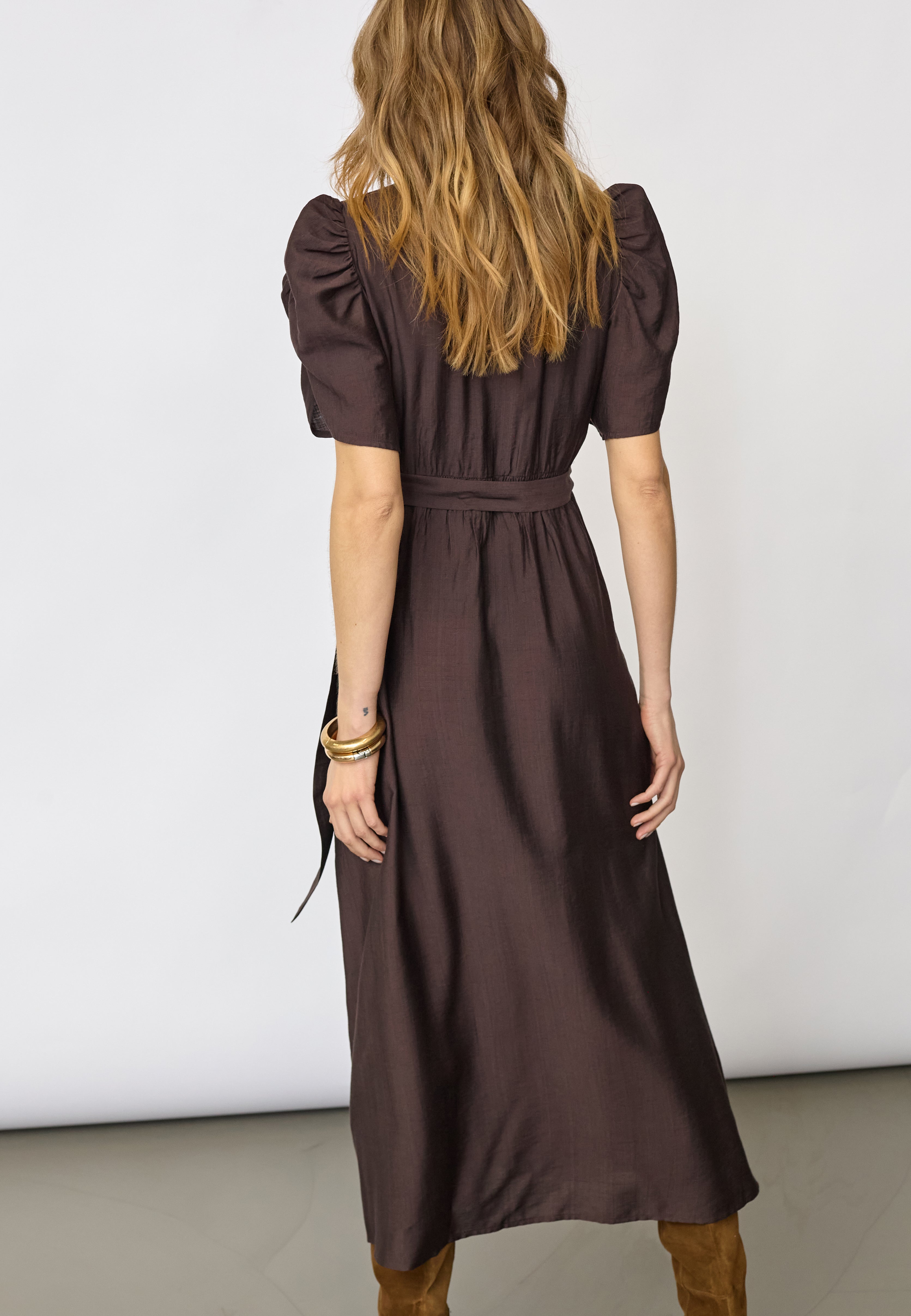 HeraCC SS Wrap Dress - Dark Brown - Co'couture