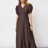 HeraCC SS Wrap Dress - Dark Brown - Co'couture