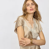 IdunCC Asym Lace Dress - Bisquit