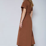 ElaraCC Wrap SS Dress - Suntan