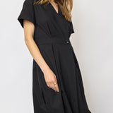 ElaraCC Wrap SS Dress - Black