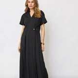 ElaraCC Wrap SS Dress - Black