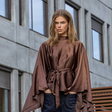 IdunCC Poncho Blouse - Dark Brown - Co'couture