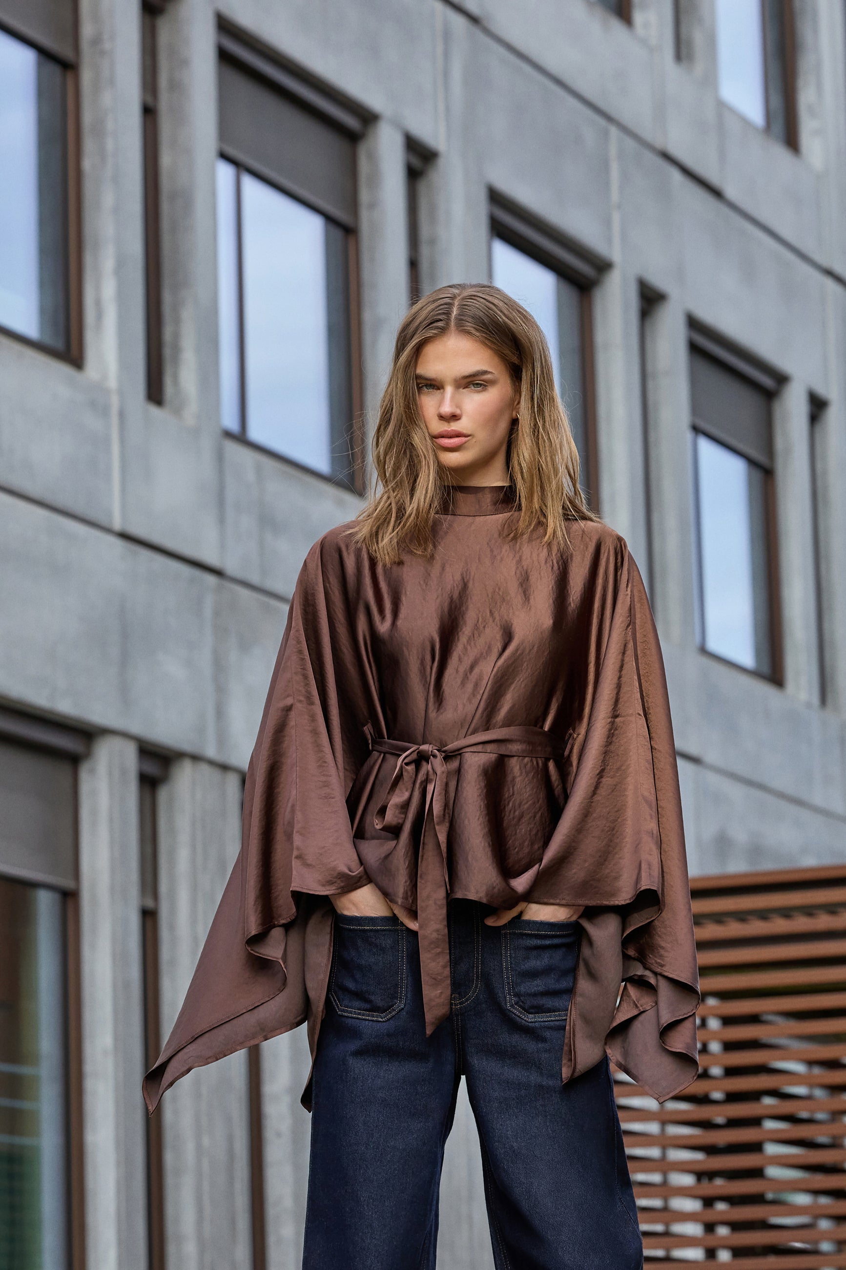 IdunCC Poncho Blouse - Dark Brown - Co'couture