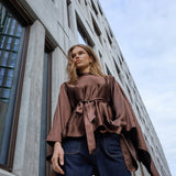 IdunCC Poncho Blouse - Dark Brown - Co'couture