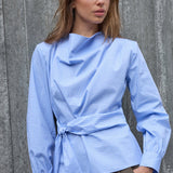 GaianCC LS Tie Blouse - Pale Blue - Co'couture
