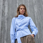 GaianCC LS Tie Blouse - Pale Blue - Co'couture