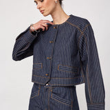 SiggaCC Stripe Jacket - Denim Blue - Co'couture