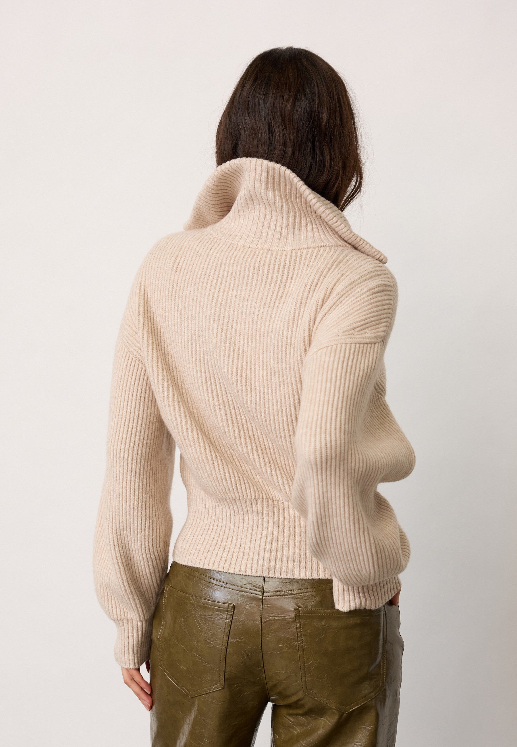 RowCC Zip Knit Cardigan - Creme - Co'couture