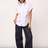 PoppyCC Elastic Cuff SS Shirt - White