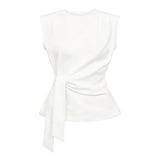 OrianeCC Pleat Tie Top - White