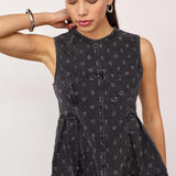 DerriCC Dot Denim Top - Mid Grey