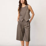 VeyaCC Check Wrap Vest - Brown