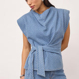 AntoCC Denim Pleat Top - Light Denim