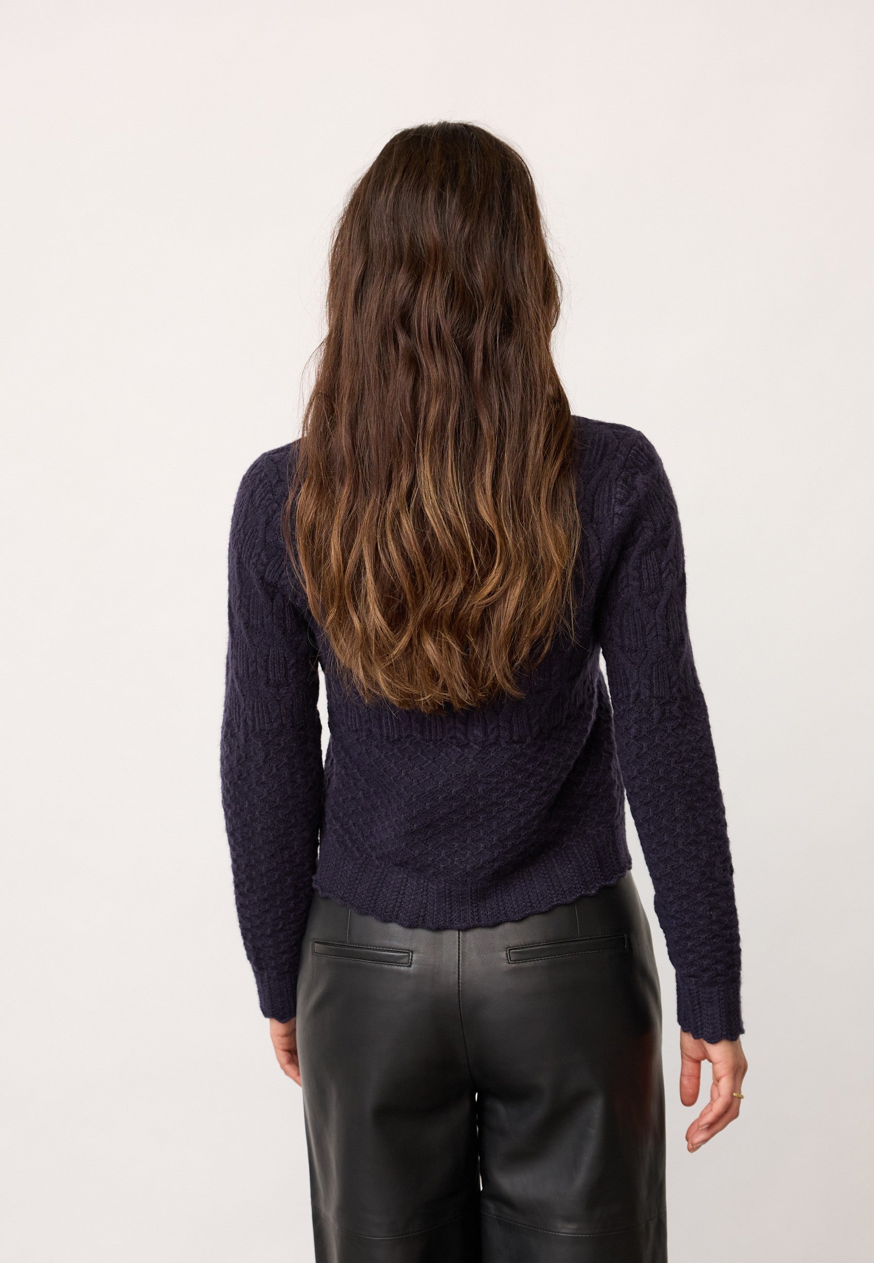 32130 RowCC Pointelle Cardigan - Navy - Co'couture