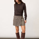 CoryCC Padded Polo Knit - Dark Brown
