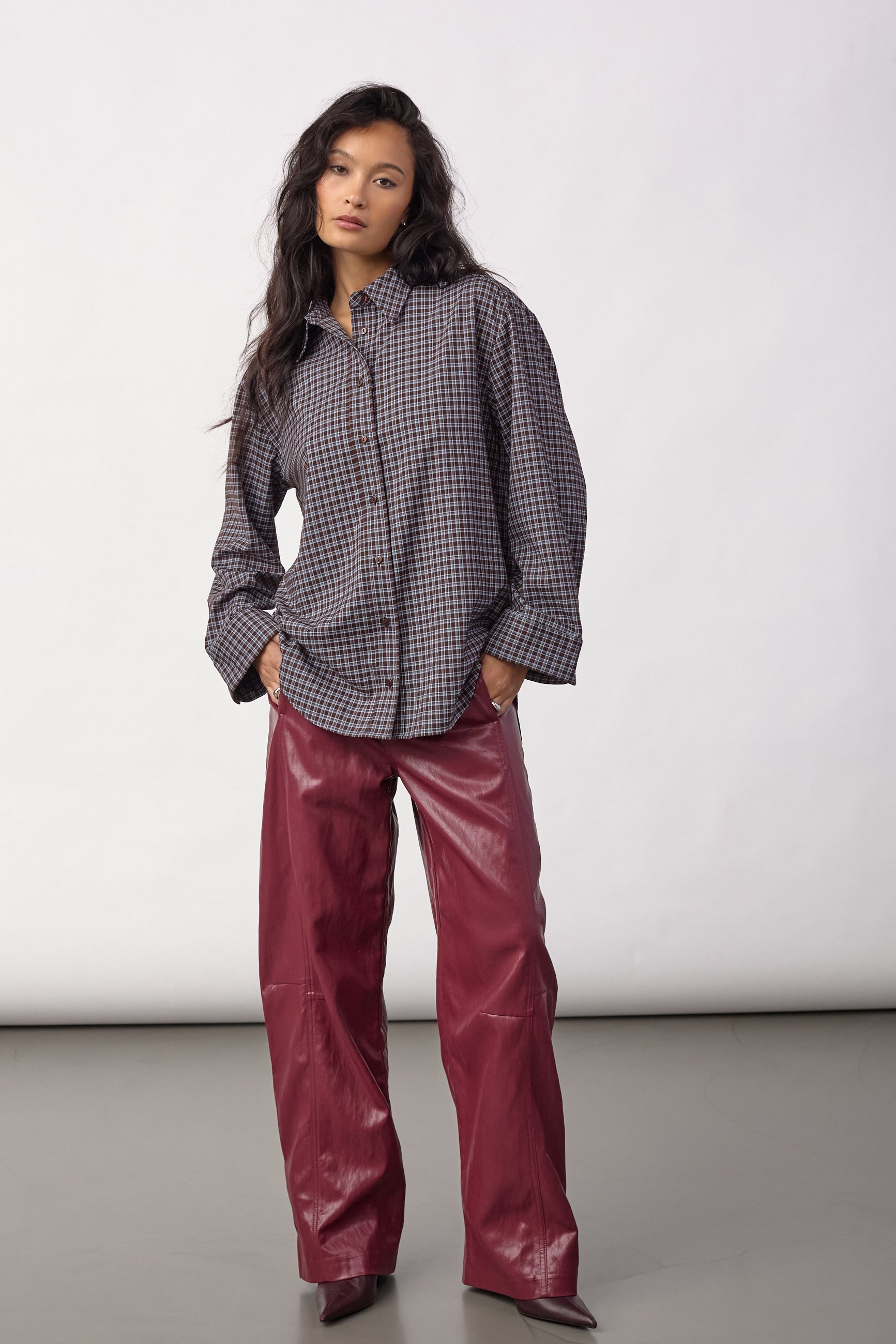 OdemCC Check Cuff Shirt - Dark Brown - Co'couture