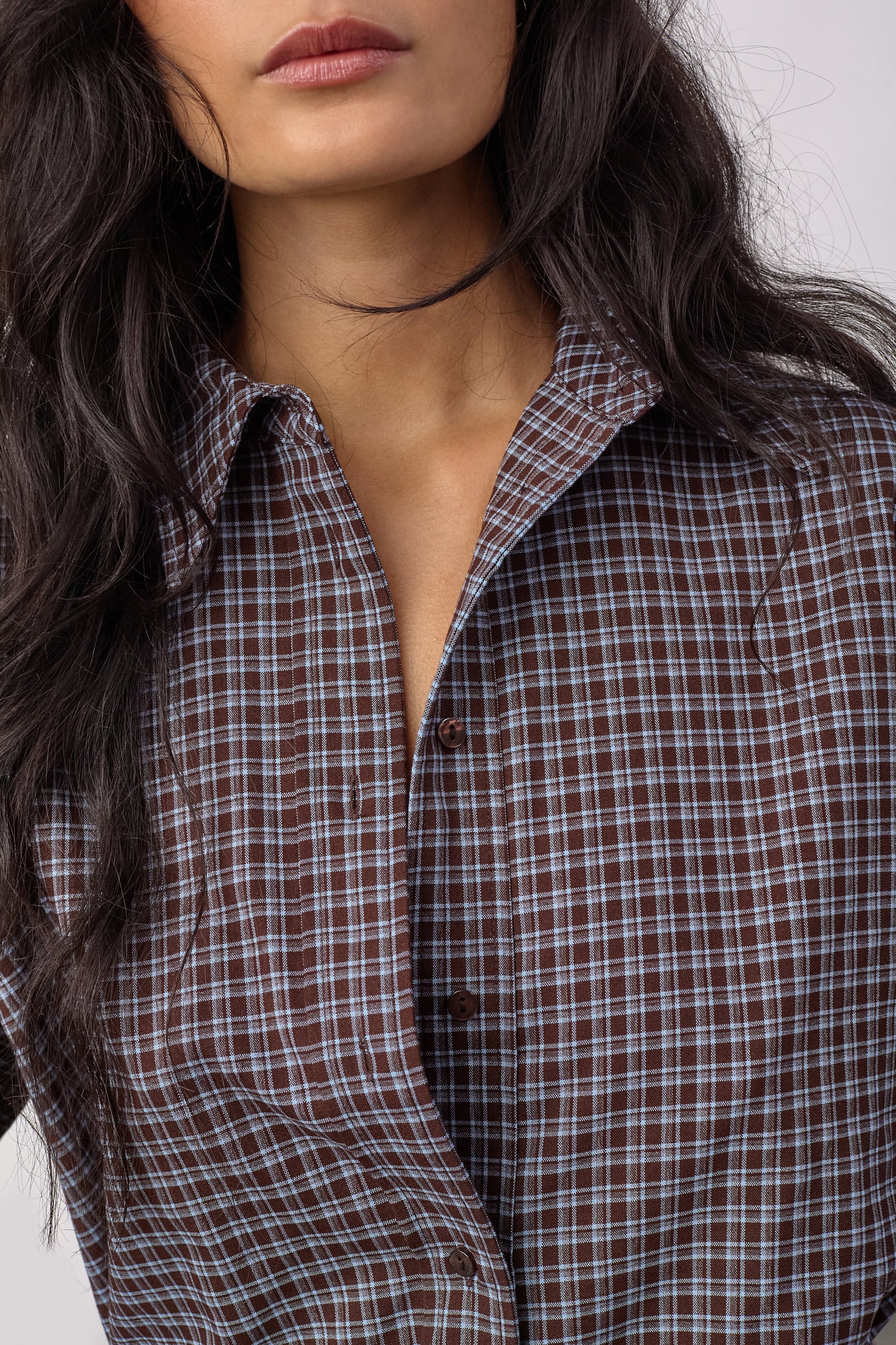 OdemCC Check Cuff Shirt - Dark Brown - Co'couture
