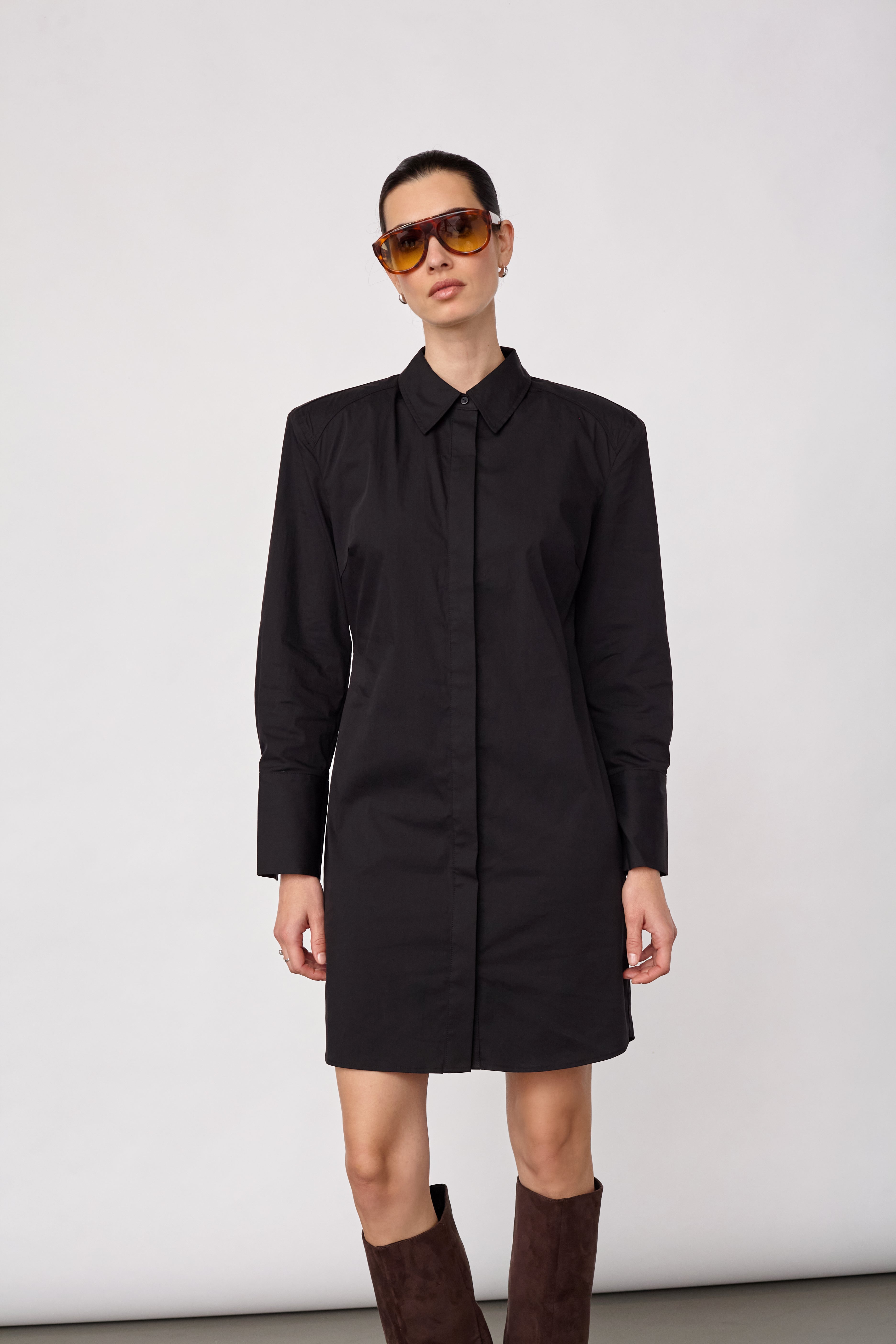 SannaCC Power Shirt Dress - Black - Co'couture
