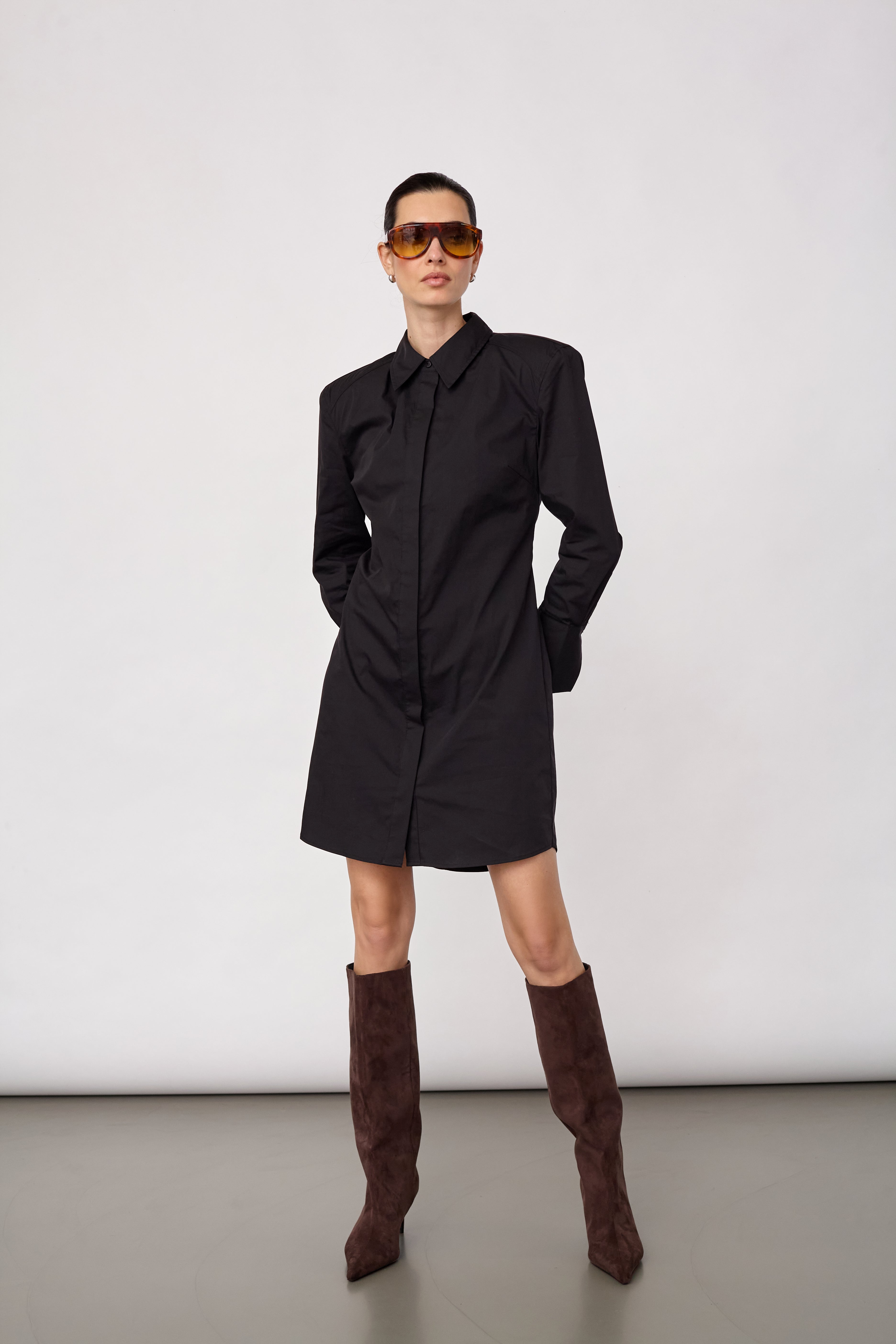SannaCC Power Shirt Dress - Black - Co'couture